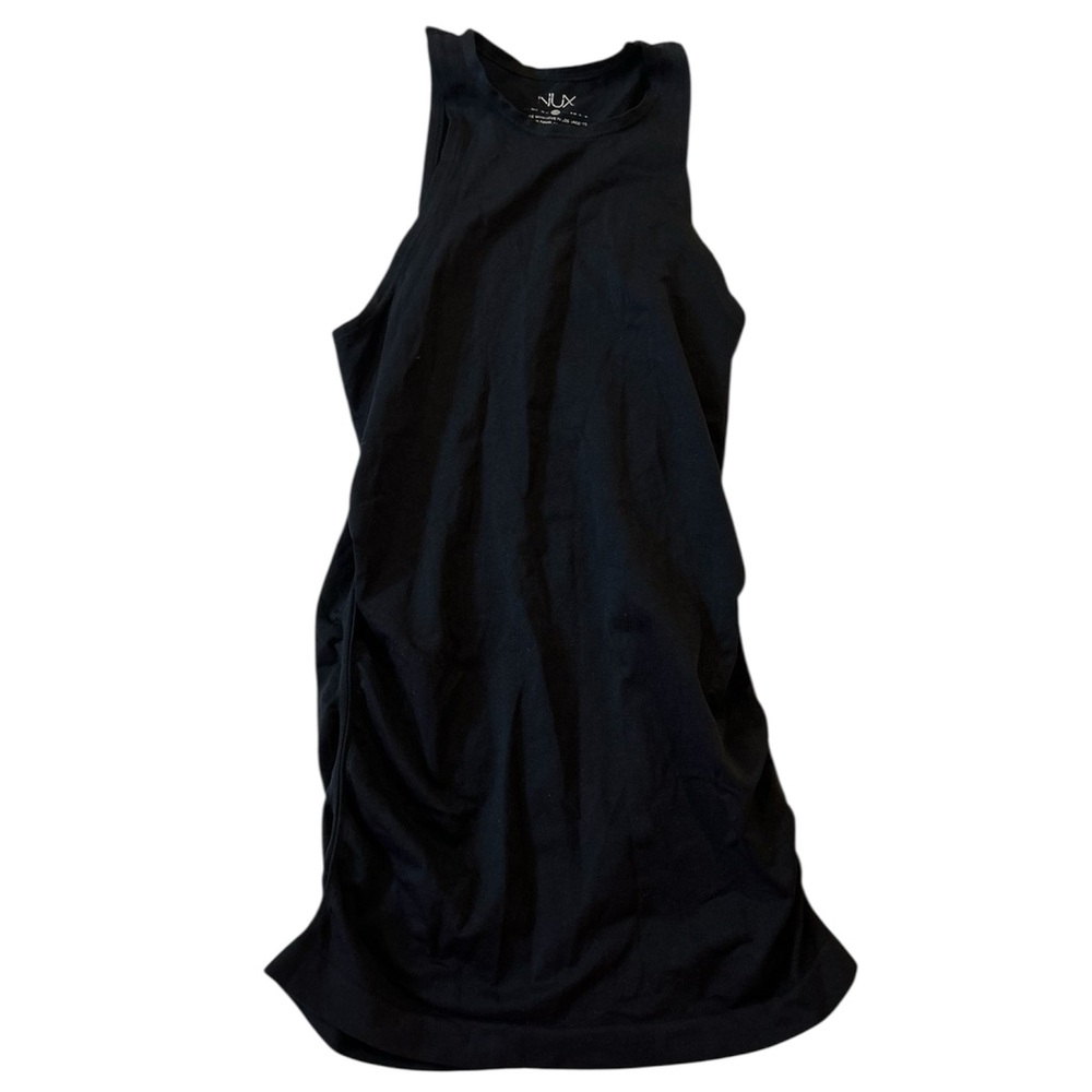 NUX Black High Neck Cinched Side Fitted Tank